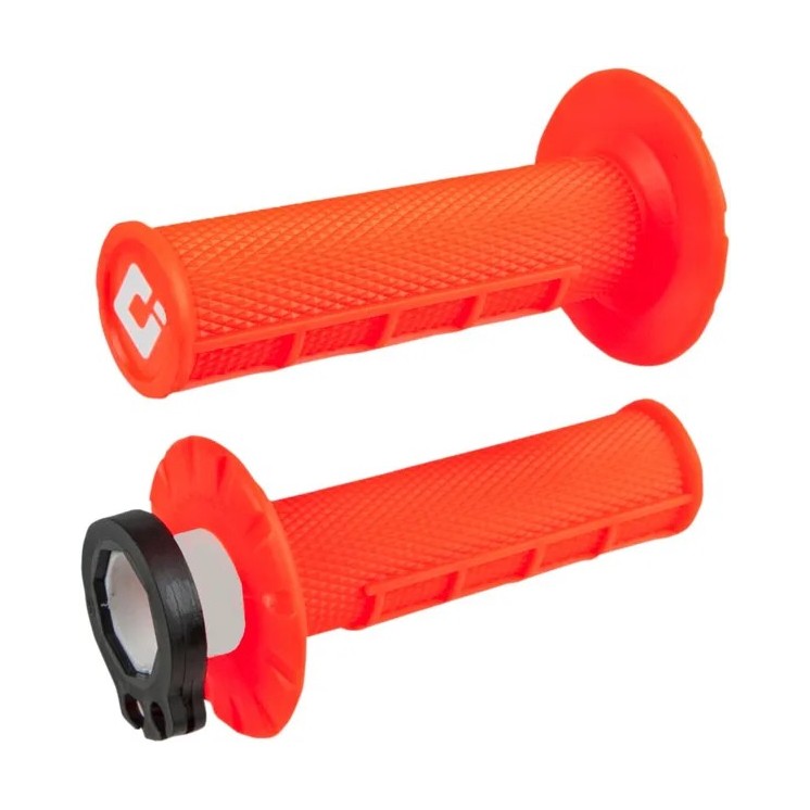 Poignées ODI V2 LOCK-IN 1/2 gaufré orange fluo